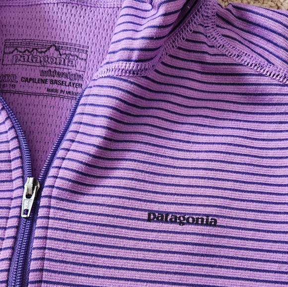 Patagonia Purple Capilene Midweight Striped Quarter Zip Baselayer Womens Small - Picture 4 of 4